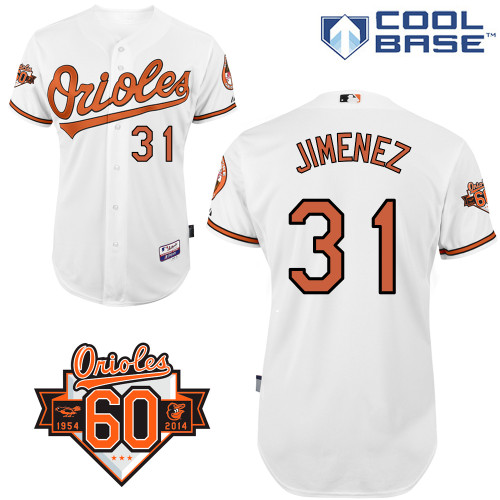 Ubaldo Jimenez #31 MLB Jersey-Baltimore Orioles Men's Authentic Home White Cool Base/Commemorative 60th Anniversary Patch Baseball Jersey